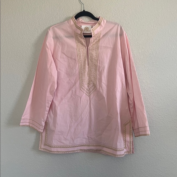 NicoBlu Maharani Tunic In Blush Pink Embroidered In Gold Filigree. Size XL - Picture 5 of 16